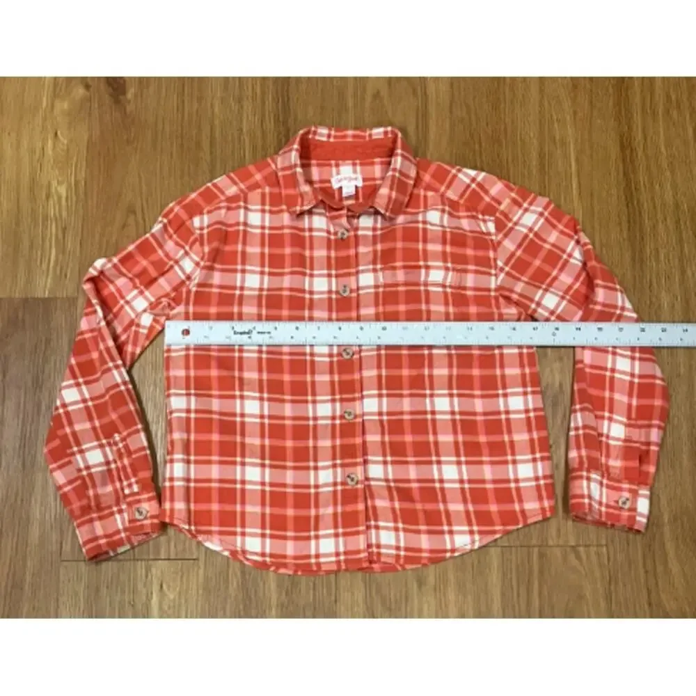 Cat&Jack Girls' Flannel Long Sleeve Plaid Woven Top Shirt L